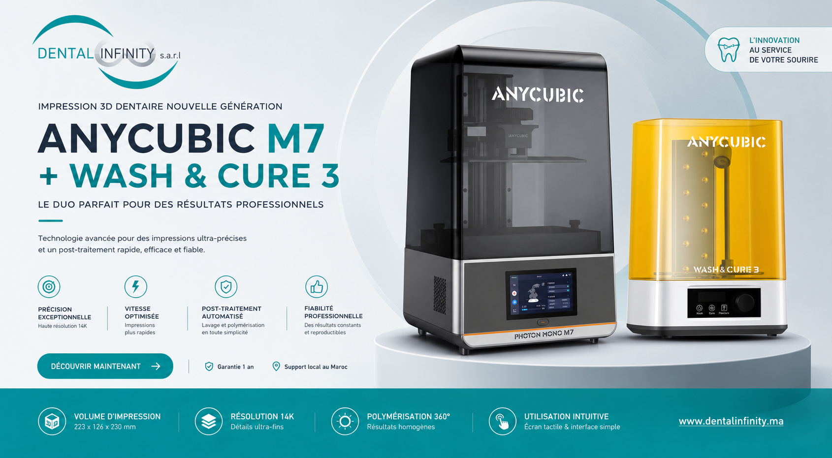 Anycubic M7 et Wash & Cure 3 Impression 3D Dentaire
